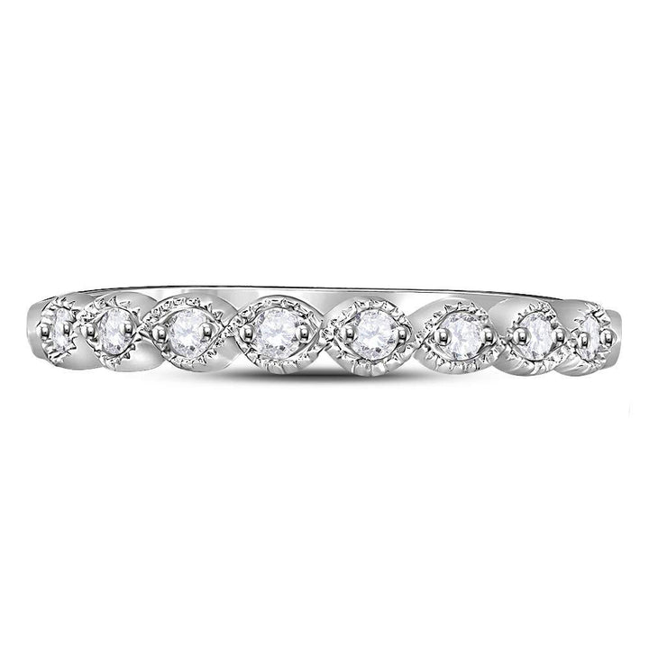 10kt White Gold Womens Round Diamond Stackable Band Ring 1/10 Cttw