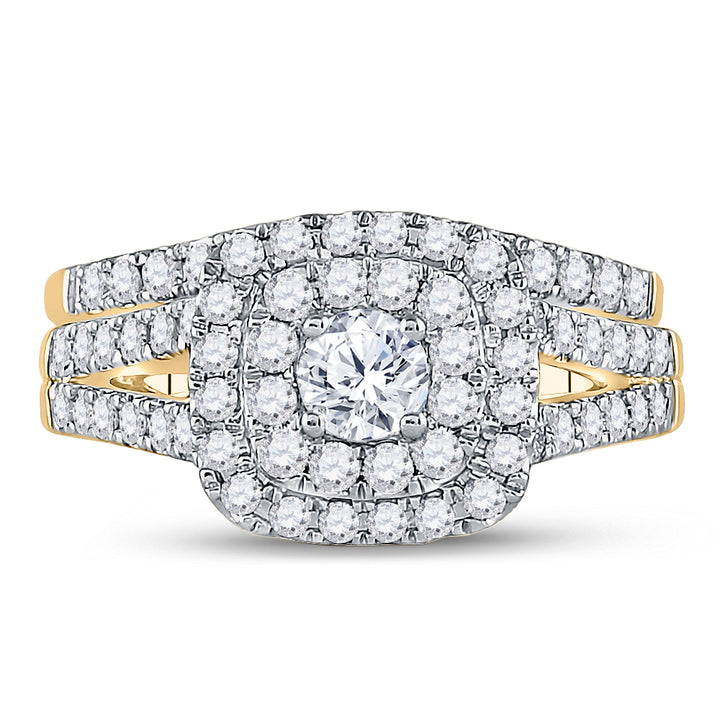 14kt Yellow Gold Womens Round Diamond Bridal Wedding Engagement Ring Band Set 1-1/4 Cttw (Certified)