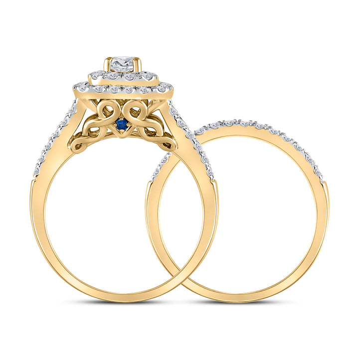 14kt Yellow Gold Womens Round Diamond Bridal Wedding Engagement Ring Band Set 1-1/4 Cttw (Certified)