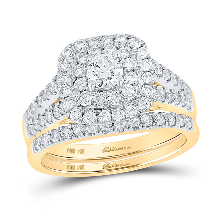 14kt Yellow Gold Womens Round Diamond Bridal Wedding Engagement Ring Band Set 1-1/4 Cttw (Certified)