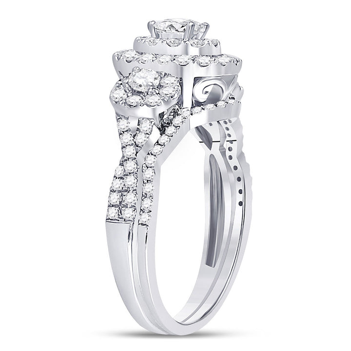 14kt White Gold Womens Oval Diamond Bridal Wedding Engagement Ring Band Set 1.00 Cttw (Certified)