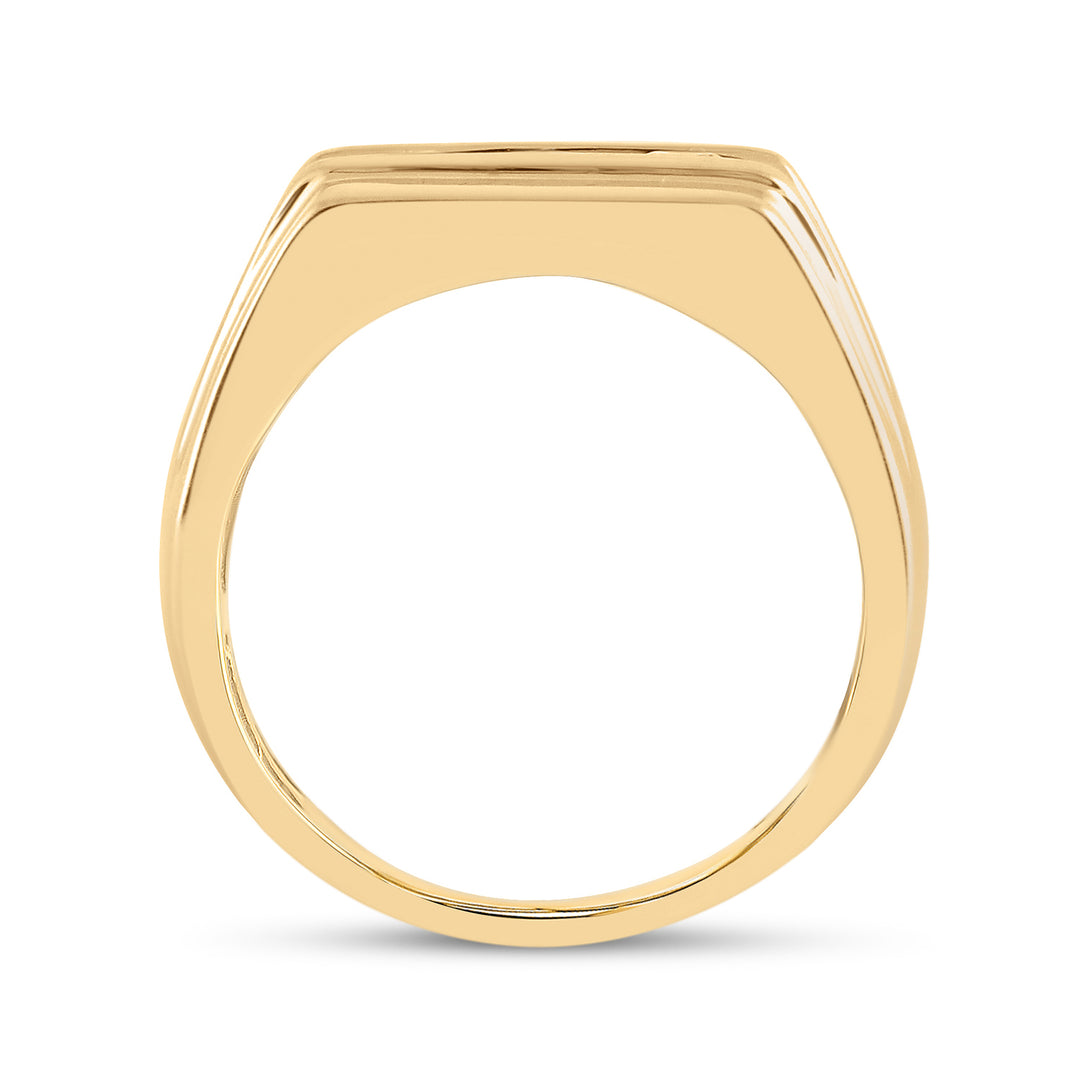 10kt Yellow Gold Mens Round Diamond Squared Edges Single Row Band Ring 1.00 Cttw