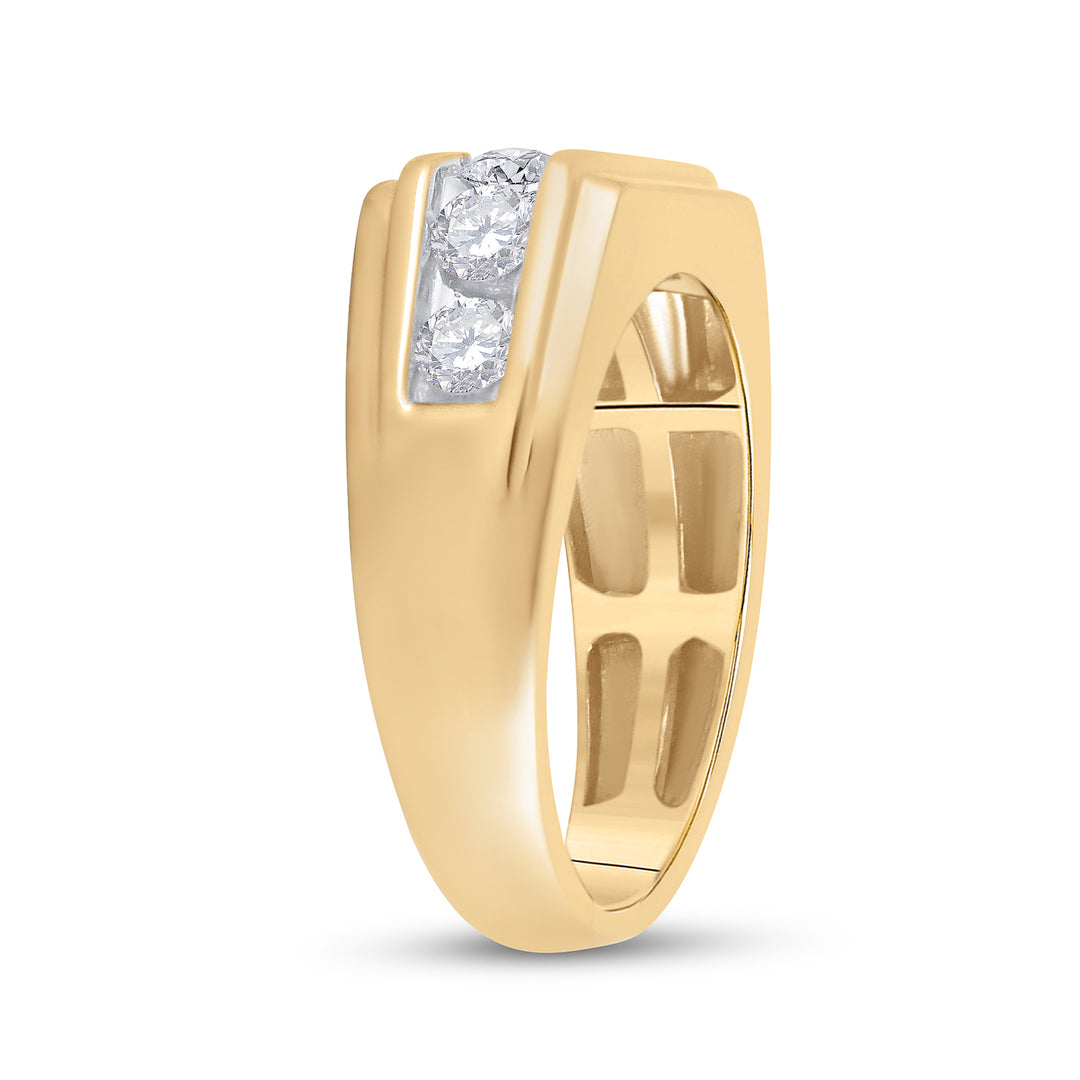 10kt Yellow Gold Mens Round Diamond Squared Edges Single Row Band Ring 1.00 Cttw
