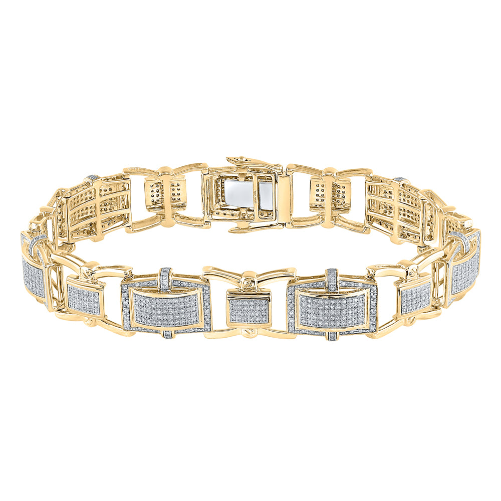 10kt Yellow Gold Men's Diamond Micro-Pave Bracelet 2-1/2 ctw - view 2