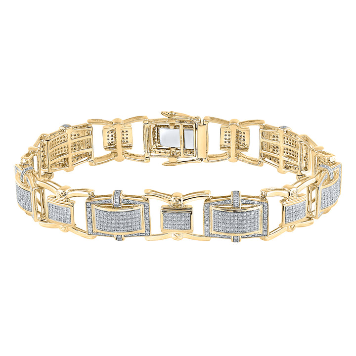 10kt Yellow Gold Men's Diamond Micro-Pave Bracelet 2-1/2 ctw - view 2