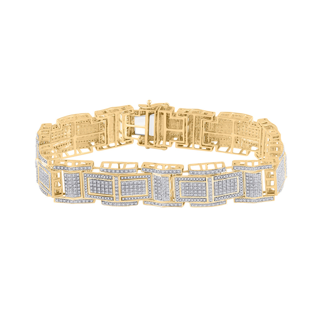 10kt Yellow Gold Men's Diamond Micro-Pave Bracelet 3-5/8 ctw