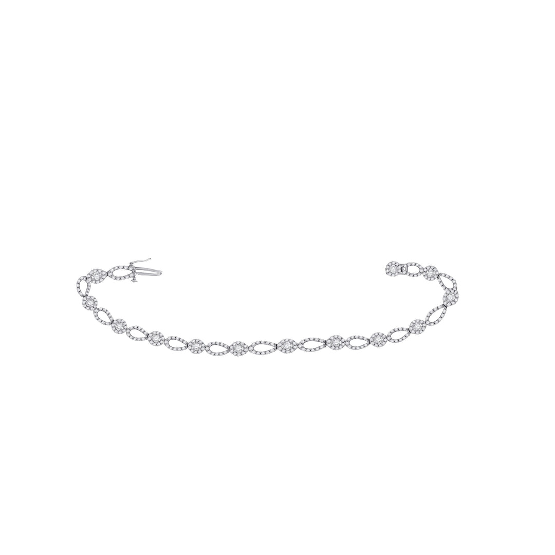 14kt White Gold Women's Round Diamond Link Bracelet 3 ctw