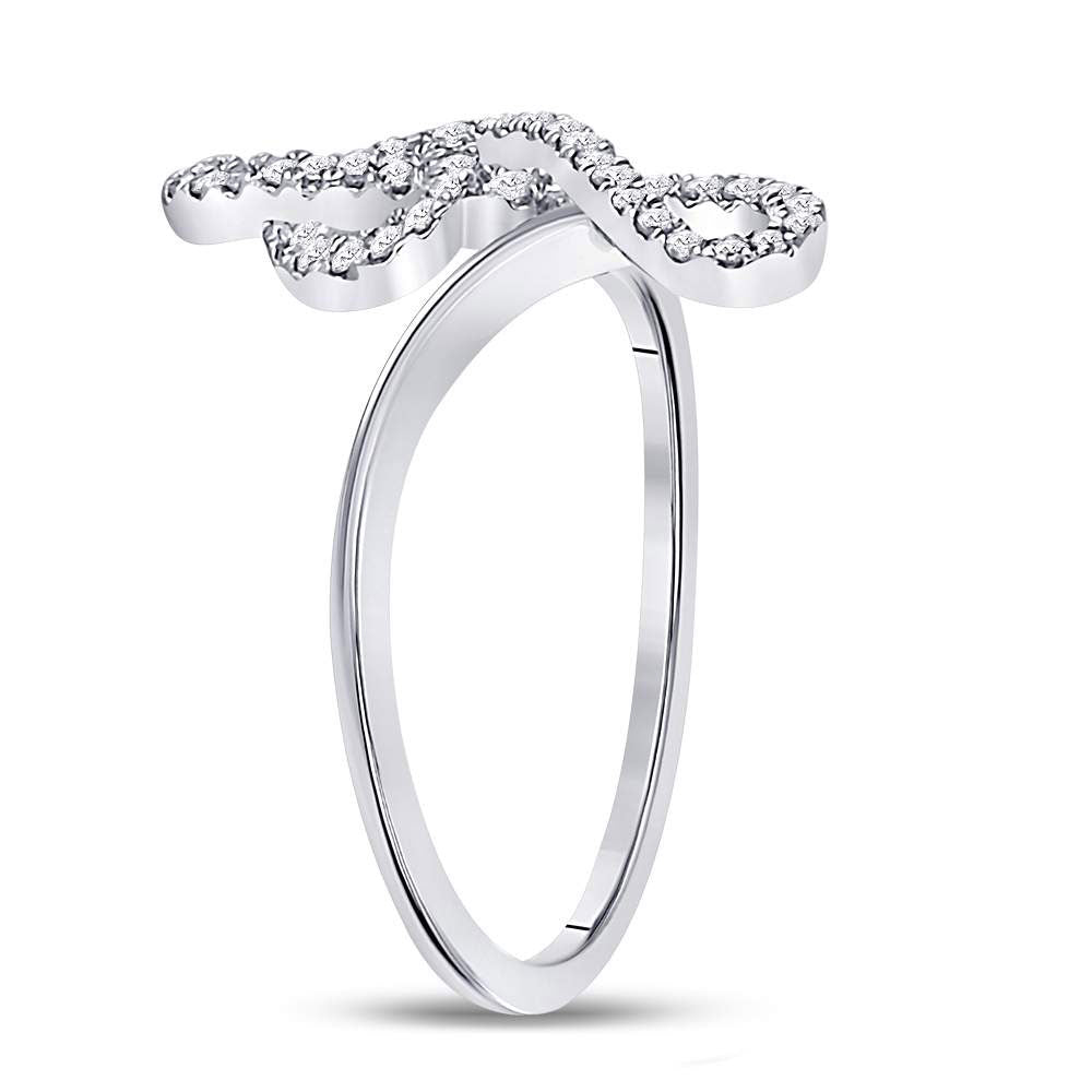 10kt White Gold Womens Round Diamond Treble Clef Music Note Fashion Ring 1/6 Cttw