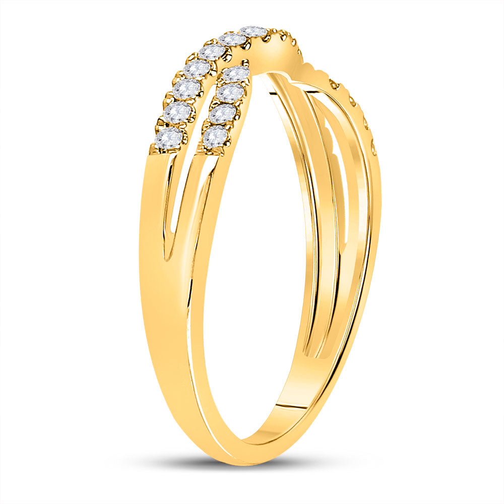 14kt Yellow Gold Womens Round Diamond Contour Enhancer Wedding Band 1/4 Cttw