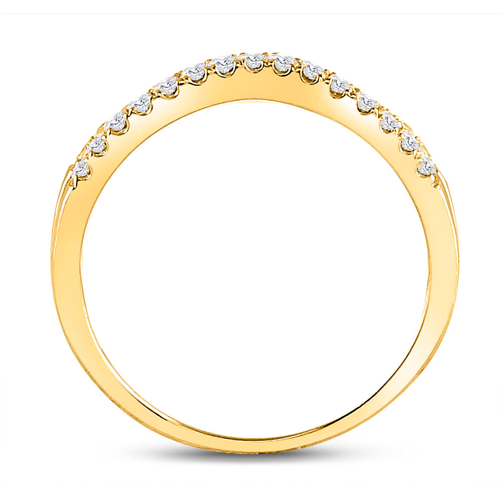 14kt Yellow Gold Womens Round Diamond Contour Enhancer Wedding Band 1/4 Cttw