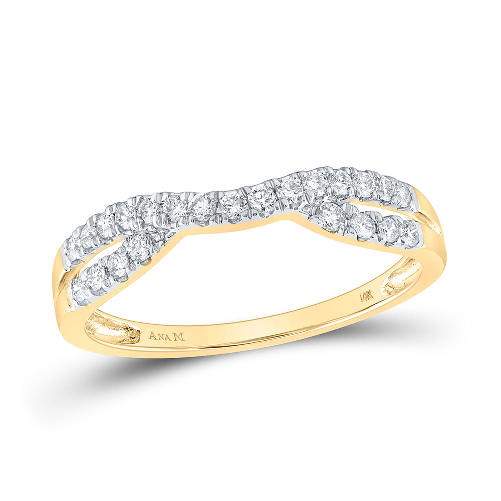 14kt Yellow Gold Womens Round Diamond Contour Enhancer Wedding Band 1/4 Cttw