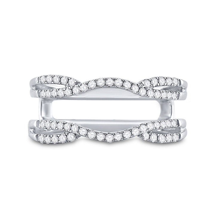 14kt White Gold Womens Round Diamond Wrap Ring Guard Enhancer Wedding Band 1/3 Cttw