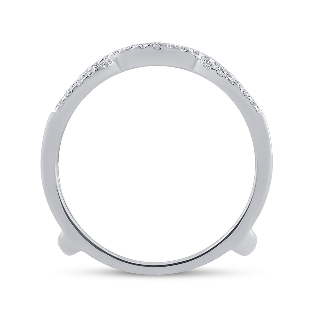 14kt White Gold Womens Round Diamond Wrap Ring Guard Enhancer Wedding Band 1/3 Cttw