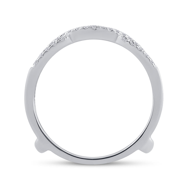14kt White Gold Womens Round Diamond Wrap Ring Guard Enhancer Wedding Band 1/3 Cttw
