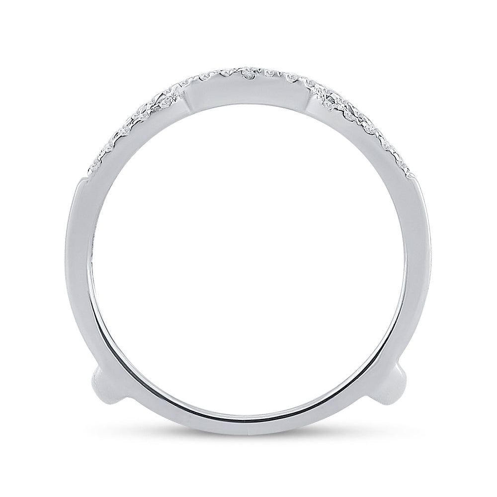 14kt White Gold Womens Round Diamond Wrap Ring Guard Enhancer Wedding Band 1/3 Cttw