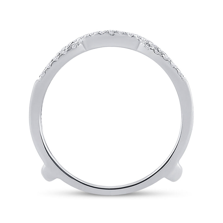 14kt White Gold Womens Round Diamond Wrap Ring Guard Enhancer Wedding Band 1/3 Cttw