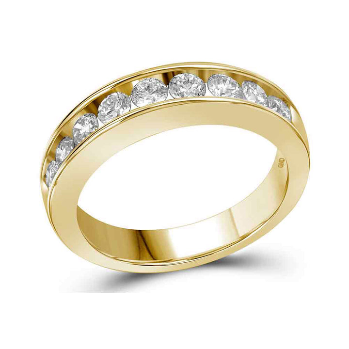 14kt Yellow Gold Womens Round Diamond Wedding Channel Set Band 1.00 Cttw