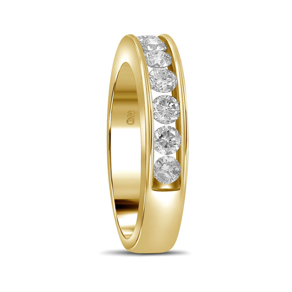 14kt Yellow Gold Womens Round Diamond Wedding Channel Set Band 1.00 Cttw