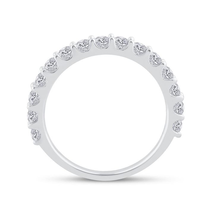 14kt White Gold Womens Round Pave-set Diamond Single Row Wedding Band 1.00 Cttw