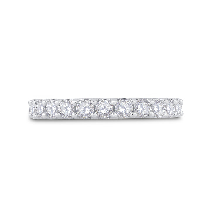 14kt White Gold Womens Round Pave-set Diamond Single Row Wedding Band 1.00 Cttw
