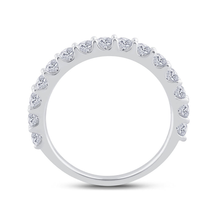 14kt White Gold Womens Round Pave-set Diamond Single Row Wedding Band 1.00 Cttw