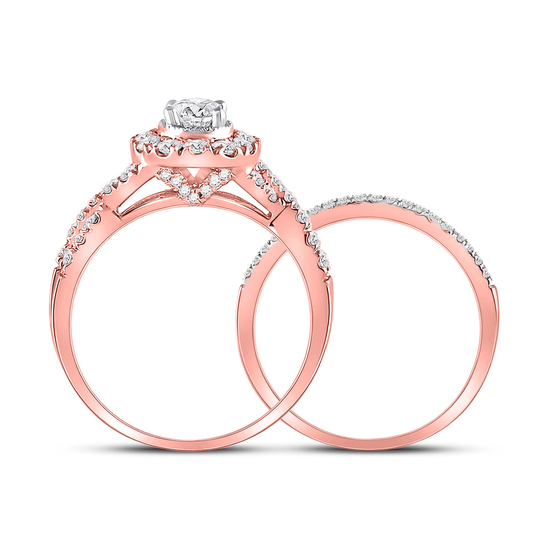 14kt Rose Gold Womens Round Diamond Twist Bridal Wedding Engagement Ring Band Set 1.00 Cttw (Certified)