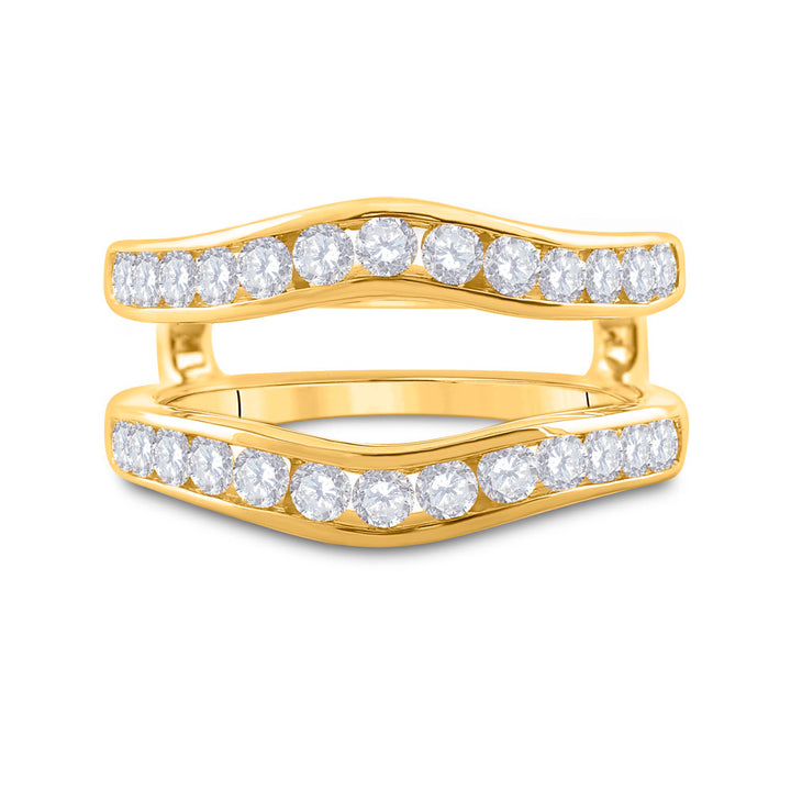 14kt Two-Tone Yellow Gold Womens Round Diamond Wrap Ring Guard Enhancer 1.00 Cttw