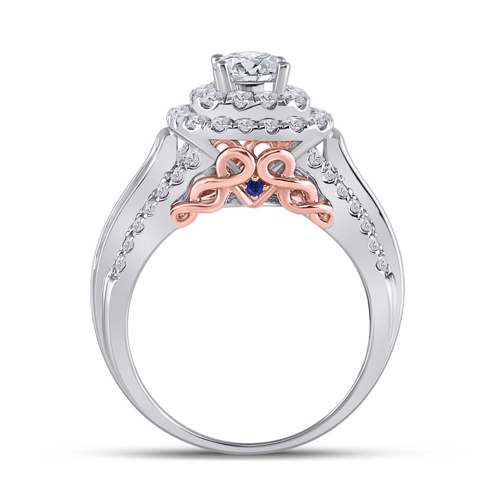 14kt Two-tone Gold Womens Round Diamond Bridal Wedding Engagement Ring Band Set 2.00 Cttw