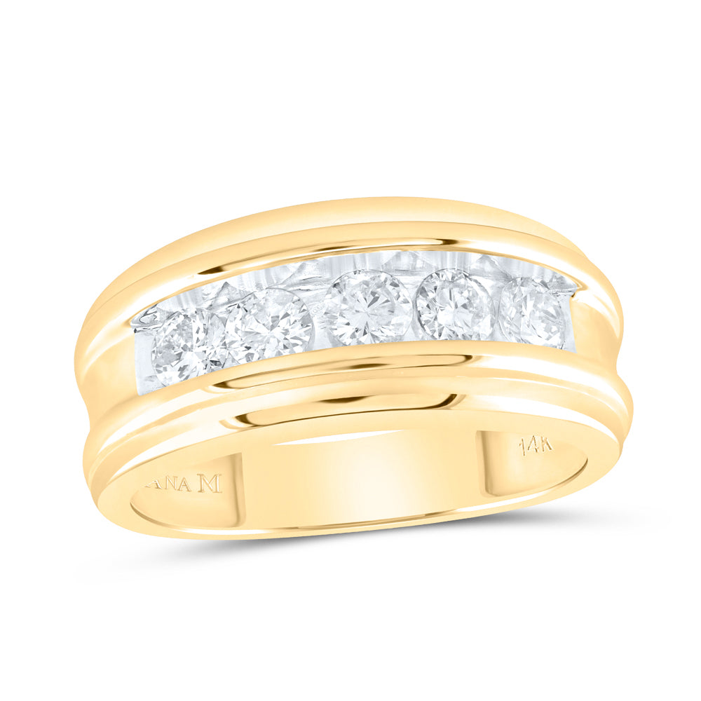 14kt Yellow Gold Mens Round Diamond Wedding Channel Set Band Ring 1.00 Cttw