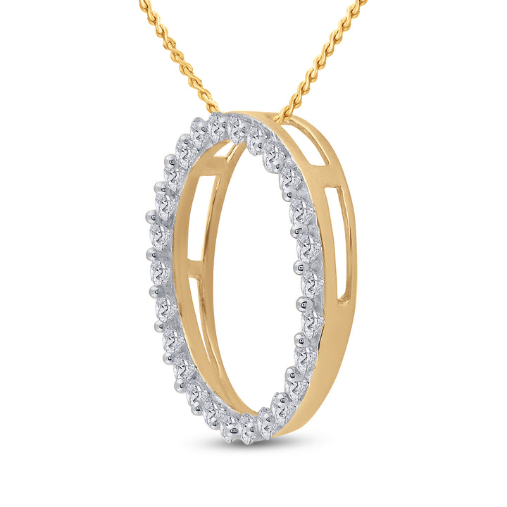 14kt Yellow Gold Womens Round Diamond Circle Outline Pendant 1/2 Cttw