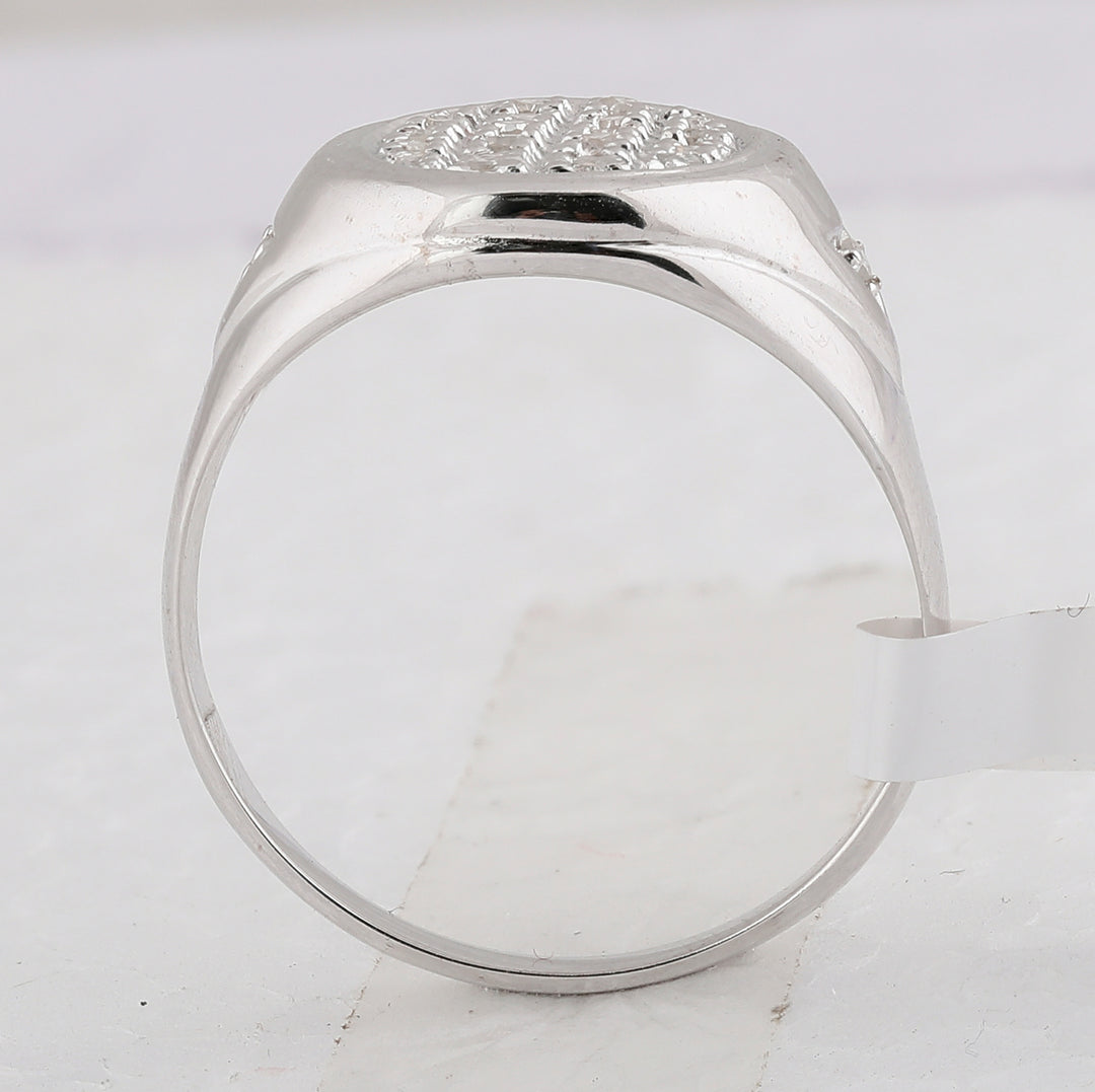14kt White Gold Mens Round Diamond Oval Cluster Ring 1/4 Cttw