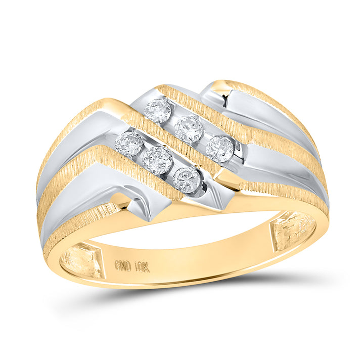 10kt Yellow Gold Mens Diamond Band 1/4 Cttw