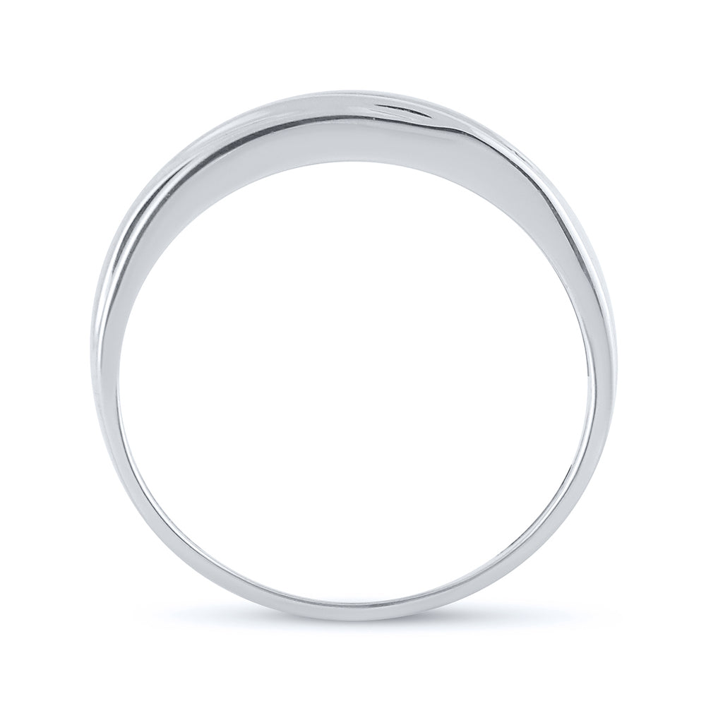 10kt White Gold Mens Round Channel-set Diamond Single Row Wedding Band Ring 1/4 Cttw
