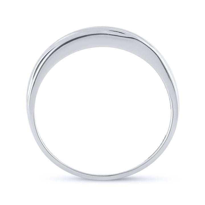 10kt White Gold Mens Round Channel-set Diamond Single Row Wedding Band Ring 1/4 Cttw