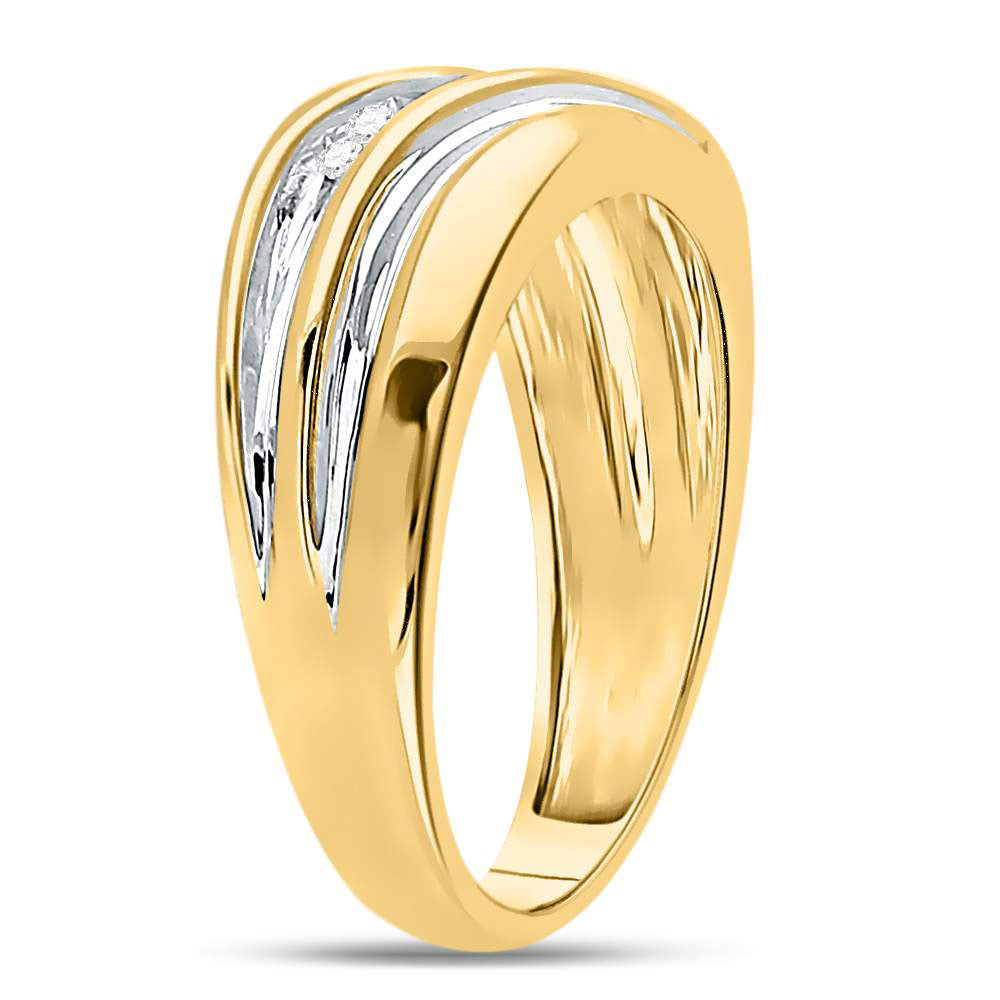 10kt Two-tone Gold Mens Round Diamond Wedding Anniversary Band Ring 1/4 Cttw