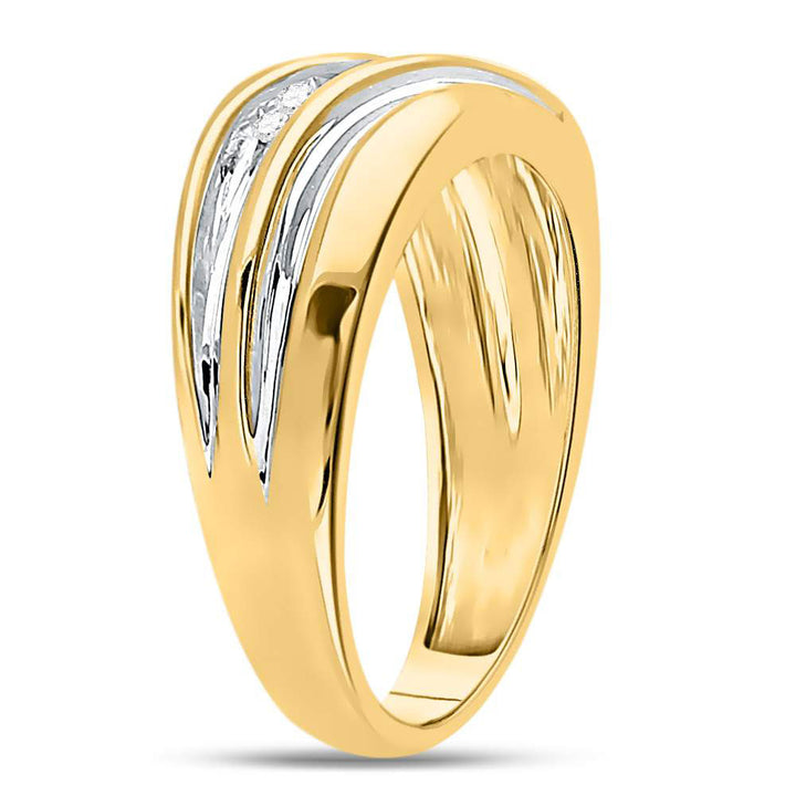 10kt Two-tone Gold Mens Round Diamond Wedding Anniversary Band Ring 1/4 Cttw