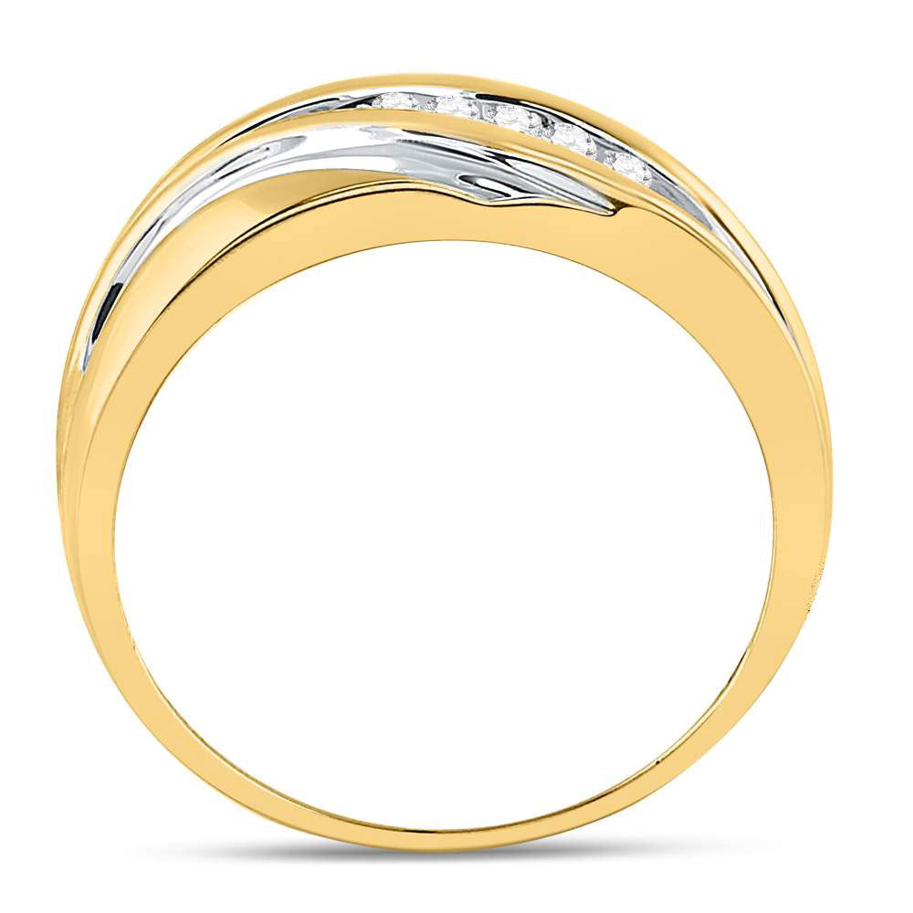 10kt Two-tone Gold Mens Round Diamond Wedding Anniversary Band Ring 1/4 Cttw