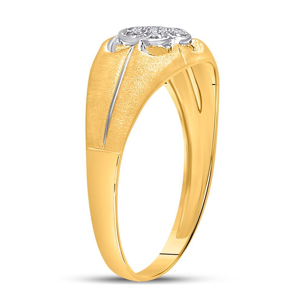 10kt Yellow Gold Mens Round Diamond Cluster Ring .02 Cttw
