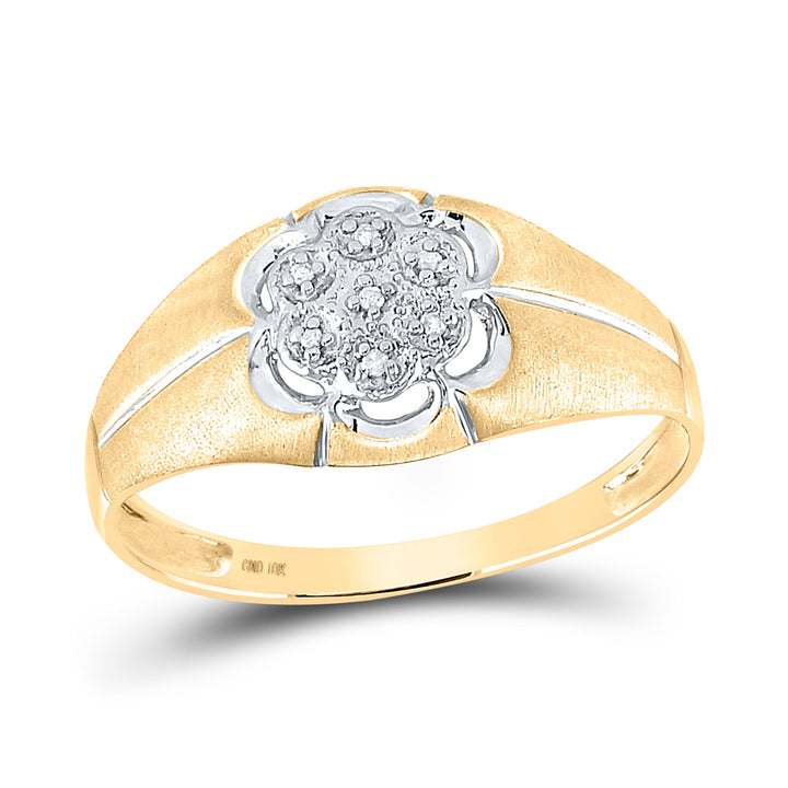 10kt Yellow Gold Mens Round Diamond Cluster Ring .02 Cttw