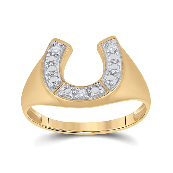 0.01CTW-DIA HORSE-SHOE MENS RING