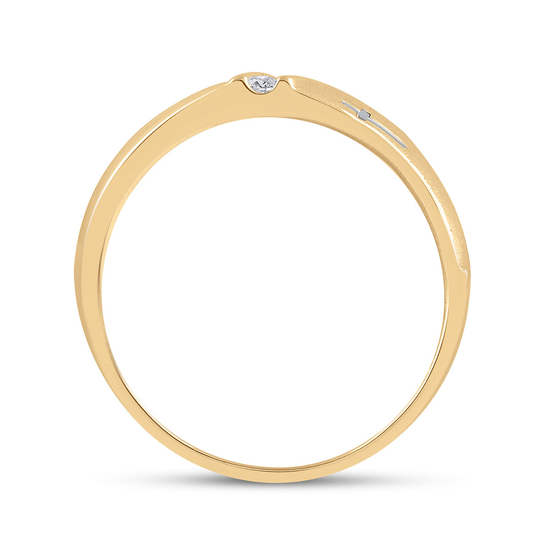 14kt Yellow Gold Mens Round Diamond Double Cross Wedding Band Ring 1/20 Cttw