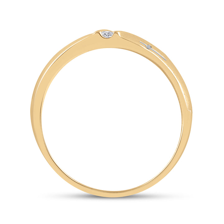 14kt Yellow Gold Mens Round Diamond Double Cross Wedding Band Ring 1/20 Cttw