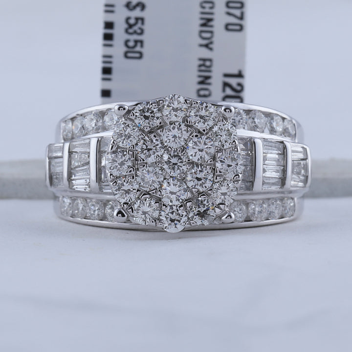 10kt White Gold Womens Round Diamond Cluster Bridal Wedding Engagement Ring 2.00 Cttw Size 8