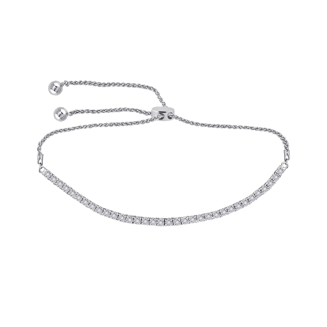 10kt White Gold Women's Diamond Studded Bolo Bracelet 1/2 ctw