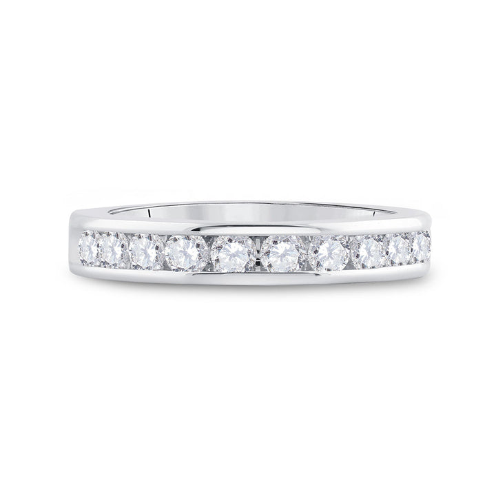 14kt White Gold Womens Machine Set Round Diamond Wedding Channel Band 3/4 Cttw