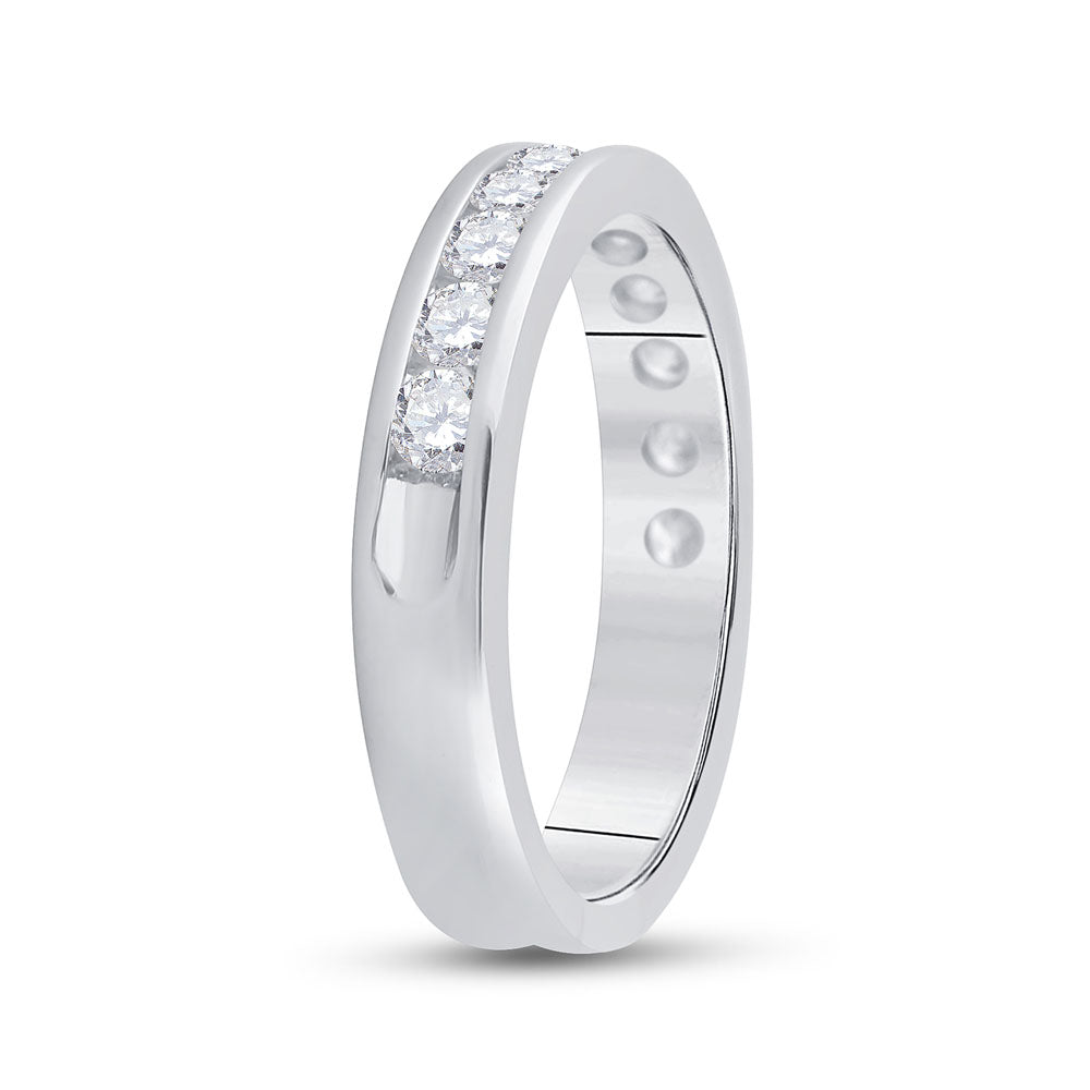 14kt White Gold Womens Machine Set Round Diamond Wedding Channel Band 3/4 Cttw