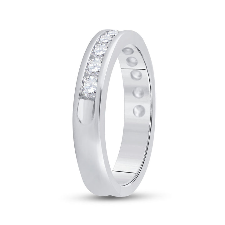 14kt White Gold Womens Machine Set Round Diamond Wedding Channel Band 3/4 Cttw
