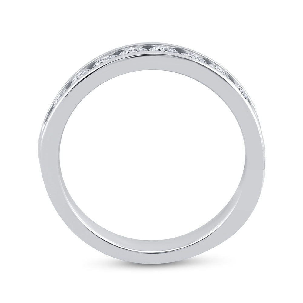 14kt White Gold Womens Machine Set Round Diamond Wedding Channel Band 3/4 Cttw