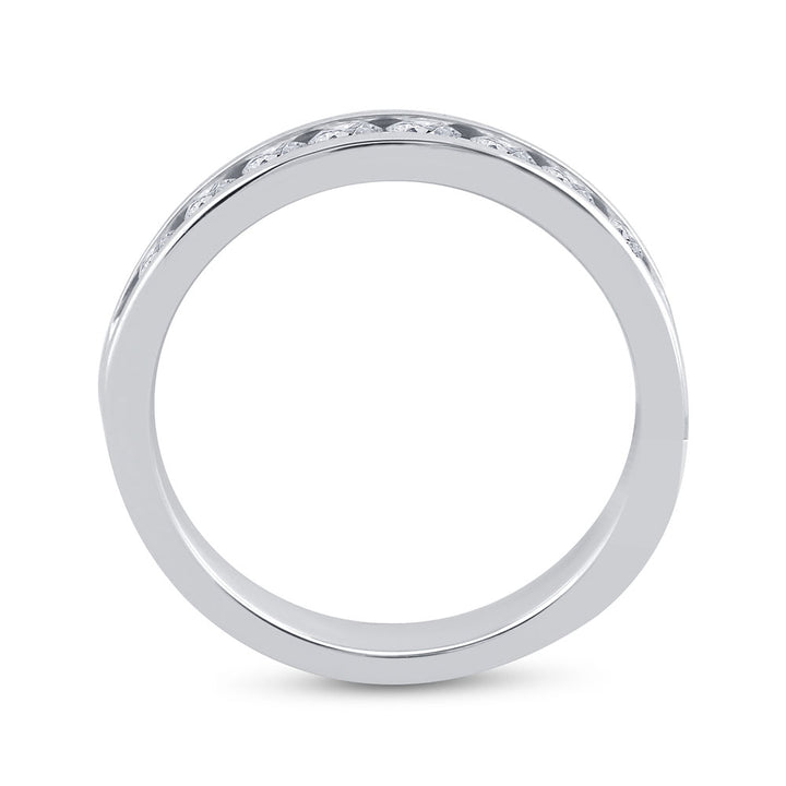 14kt White Gold Womens Machine Set Round Diamond Wedding Channel Band 3/4 Cttw