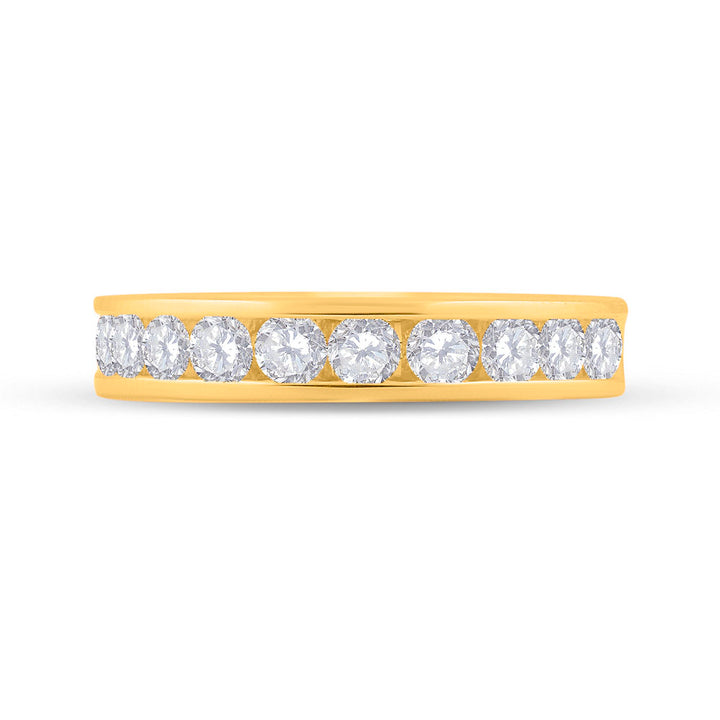 14kt Yellow Gold Womens Machine Set Round Diamond Wedding Band 1.00 Cttw